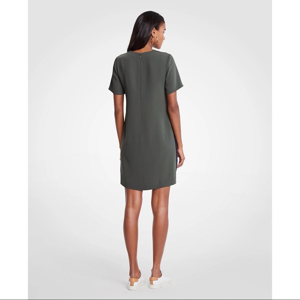 Ann Taylor Striped Side T-Shirt Dress in Olive - Picture 10 of 12
